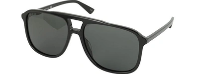 Shop Gucci Designer Sunglasses Gg0262s Rectangular-frame Black Acetate Sunglasses In Noir / Noir 