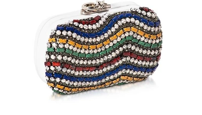 Shop Corto Moltedo Designer Handbags Susan C Star White Nappa Leather And Multicolor Stones Pochette W/chain Strap In Blanc