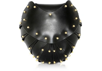 Shop Una Burke Designer Handbags Black Leather Heart Bag In Noir