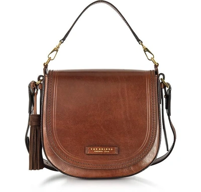 Shop The Bridge Designer Handbags Peraldistrict Large Leather Messenger Bag W/tassels In Marron