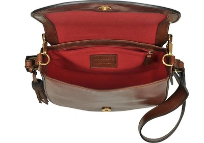 Shop The Bridge Designer Handbags Peraldistrict Large Leather Messenger Bag W/tassels In Marron