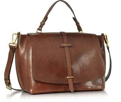 Shop The Bridge Designer Handbags Brown Leather Dual Function Oversized Satchel Bag In Marron