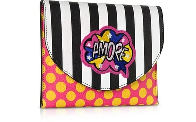 Shop Alessandro Enriquez Designer Handbags Miracle Pop Amore Leather Clutch In Noir