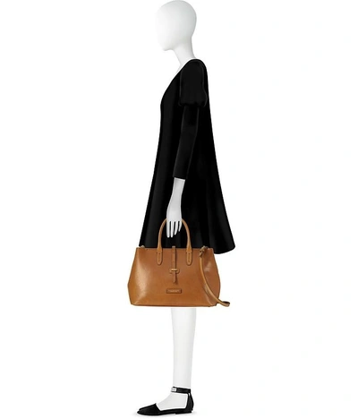 Shop The Bridge Designer Handbags Dalston Large Leather Tote Bag W/shoulder Strap In Cognac