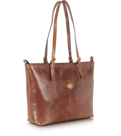 Shop The Bridge Designer Handbags Story Donna Large Brown Leather Tote In Marron