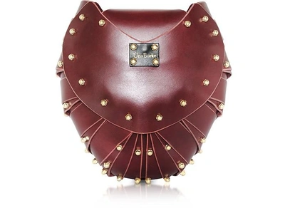 Shop Una Burke Designer Handbags Merlot Leather Heart Bag In Rouge
