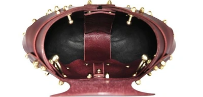 Shop Una Burke Designer Handbags Merlot Leather Heart Bag In Rouge