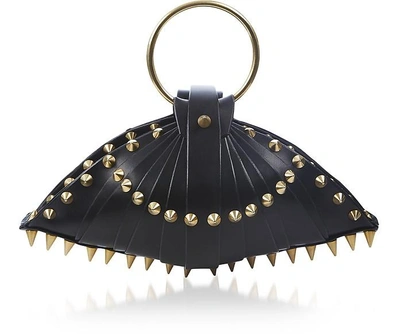 Shop Una Burke Designer Handbags Black Leather Warrior Shell Bag In Noir