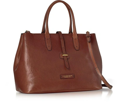 Shop The Bridge Designer Handbags Dalston Large Leather Tote Bag W/shoulder Strap In Marron