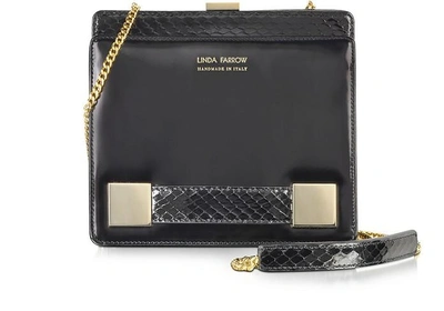 Shop Linda Farrow Handbags Anniversary Black Ayers And Leather Shoulder Bag