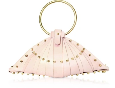 Shop Una Burke Designer Handbags Pink Leather Shell Bag W/studs In Rose