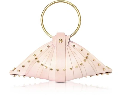 Shop Una Burke Designer Handbags Pink Leather Shell Bag W/studs In Rose