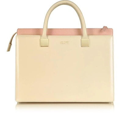 Shop Linda Farrow Handbags Anniversary Ayers And Leather Tote In Beige,pink
