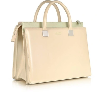 Shop Linda Farrow Handbags Anniversary Ayers And Leather Tote In Beige,pink