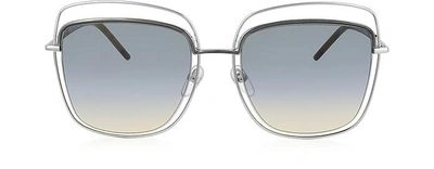 Shop Marc Jacobs Sunglasses Marc 9/s Tyyb0 Silver Metal Square Oversized Women's Sunglasses In Silver,shaded Multicolor