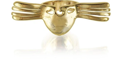 Shop Aurelie Bidermann Designer Rings Melina Winged Mask Ring In Doré