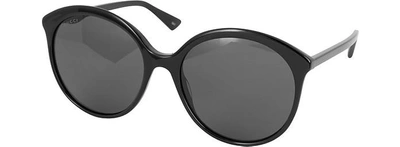 Shop Gucci Designer Sunglasses Gg0257s Specialized Fit Round-frame Black Acetate Sunglasses In Noir / Noir 