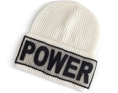 Shop Versace Women's Hats Power Manifesto White Wool Knit Hat