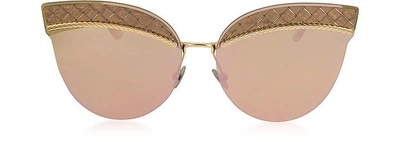Shop Gucci Designer Sunglasses Bv0101s Metal Cat-eye Women's Sunglasses In Or/or Miroir