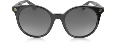Shop Gucci Designer Sunglasses Gg0091s Acetate Round Women's Sunglasses In Noir/ Noir Nuancé
