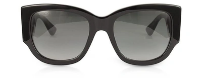 Shop Gucci Designer Sunglasses Gg0276s Black Oversize Cat Eye Acetate Sunglasses W/sylvie Web Temples In Noir/ Fumé