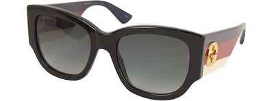 Shop Gucci Designer Sunglasses Gg0276s Black Oversize Cat Eye Acetate Sunglasses W/sylvie Web Temples In Noir/ Fumé