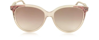 Shop Bottega Veneta Designer Sunglasses Bv0119s Acetate Cat-eye Frame Women's Sunglasses In Rose / Marron Dégradé