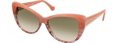 Shop Balenciaga Designer Sunglasses Ba0016 44f Coral Striped Burgundy Cat Eye Women's Sunglasses In Orange/marron Dégradé 