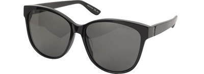 Shop Saint Laurent Designer Sunglasses Sl M23/k Oval Frame Women's Sunglasses In Noir-gris