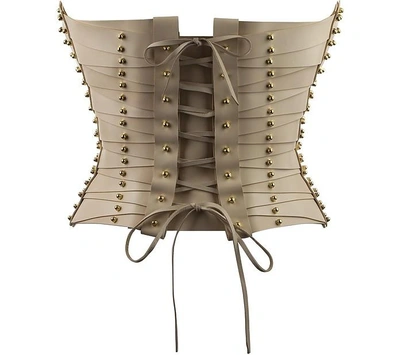 Shop Una Burke Designer Women's Belts Cream Laced Strapped Bustier In Neutres
