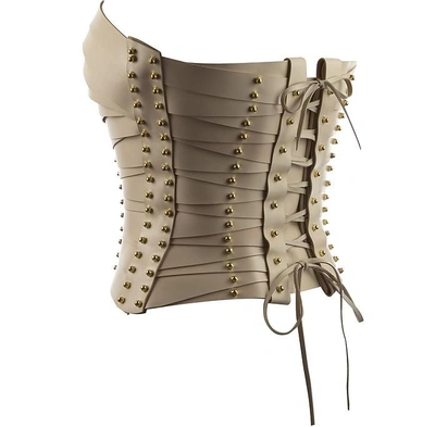 Shop Una Burke Designer Women's Belts Cream Laced Strapped Bustier In Neutres