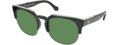 Shop Balenciaga Designer Sunglasses Ba0021 01b Black Acetate & Gold Metal Women's Sunglasses In Noir/ Gris Vert