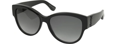 Shop Saint Laurent Designer Sunglasses Sl M3 Round Black Acetate Frame Women's Sunglasses In Noir-gris