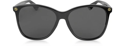 Shop Gucci Designer Sunglasses Gg0024s Acetate Round Oversized Women's Sunglasses In Noir / Noir 