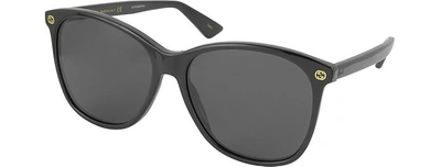Shop Gucci Designer Sunglasses Gg0024s Acetate Round Oversized Women's Sunglasses In Noir / Noir 