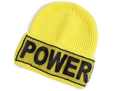 Shop Versace Women's Hats Power Manifesto Bright Yellow Wool Knit Hat