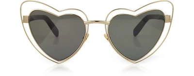 Shop Saint Laurent Designer Sunglasses Sl 197 Louluo Heart Metal Women's Sunglasses In Or/gris