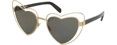 Shop Saint Laurent Designer Sunglasses Sl 197 Louluo Heart Metal Women's Sunglasses In Or/gris