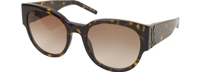 Shop Saint Laurent Designer Sunglasses Sl M19 Acetate Oval Frame Women's Sunglasses In Havana/ Marron