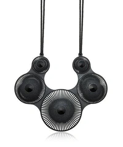 Shop Vojd Studios Designer Necklaces Phase Black Quintuple Neckpiece In Noir