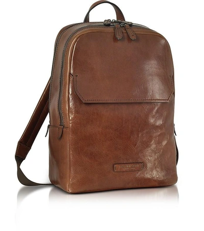 Shop The Bridge Designer Men's Bags Williamsburg Leather Men's Backpack In Marron