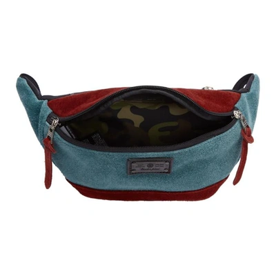Shop Master-piece Co Burgundy & Blue Revise Waterproof Waist Pouch In Turq.red