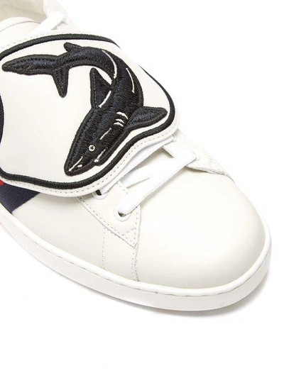 GUCCI White Leather Ace Trainers Removable Cat Patches Sneakers