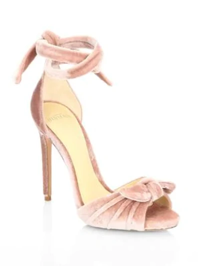 Shop Alexandre Birman Jessica Velvet Ankle-wrap Sandals In Blush