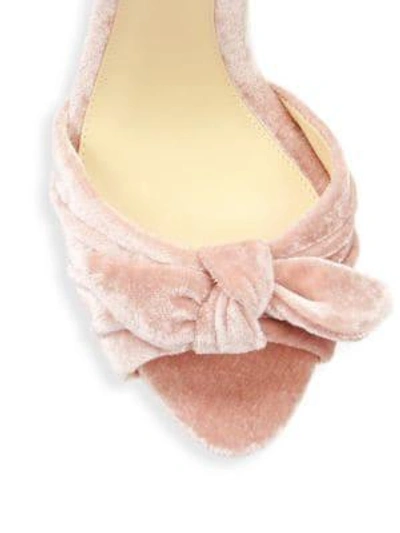 Shop Alexandre Birman Jessica Velvet Ankle-wrap Sandals In Blush