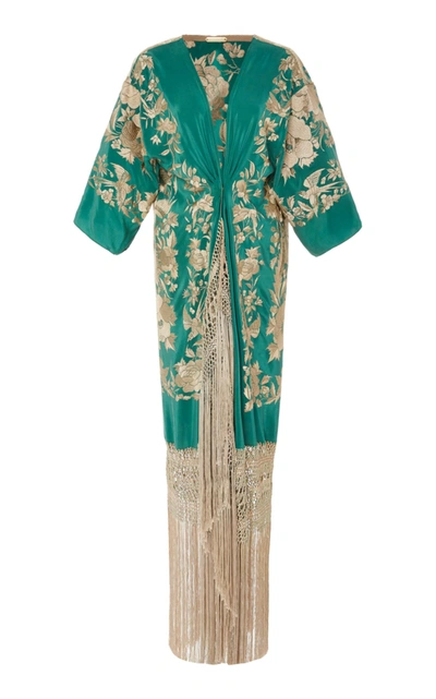Shop Johanna Ortiz Contigo En La Distancia Silk Kimono In Green