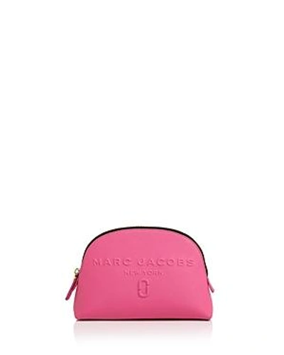 Shop Marc Jacobs Dome Leather Cosmetic Bag In Vivid Pink/pink/gold