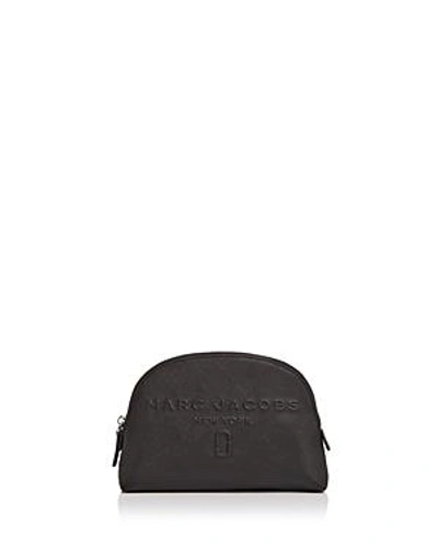 Shop Marc Jacobs Dome Leather Cosmetics Bag In Black/silver