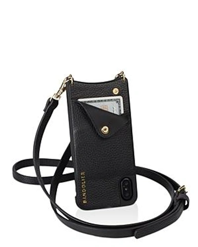 Shop Bandolier Emma Leather Iphone X Crossbody In Black/gold