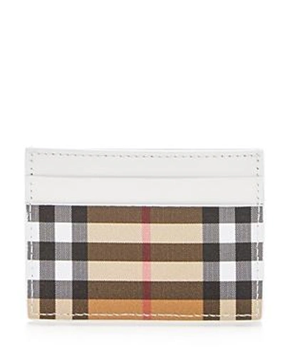 Shop Burberry Vintage Check & Leather Card Case In Chalk White